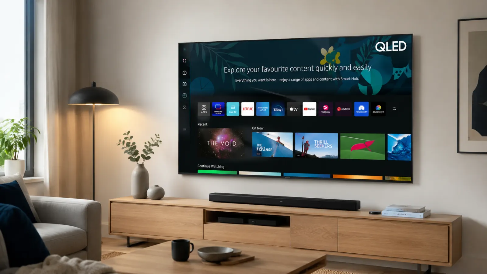 Samsung QLED Smart TV med Tizen IPTV-app installerad