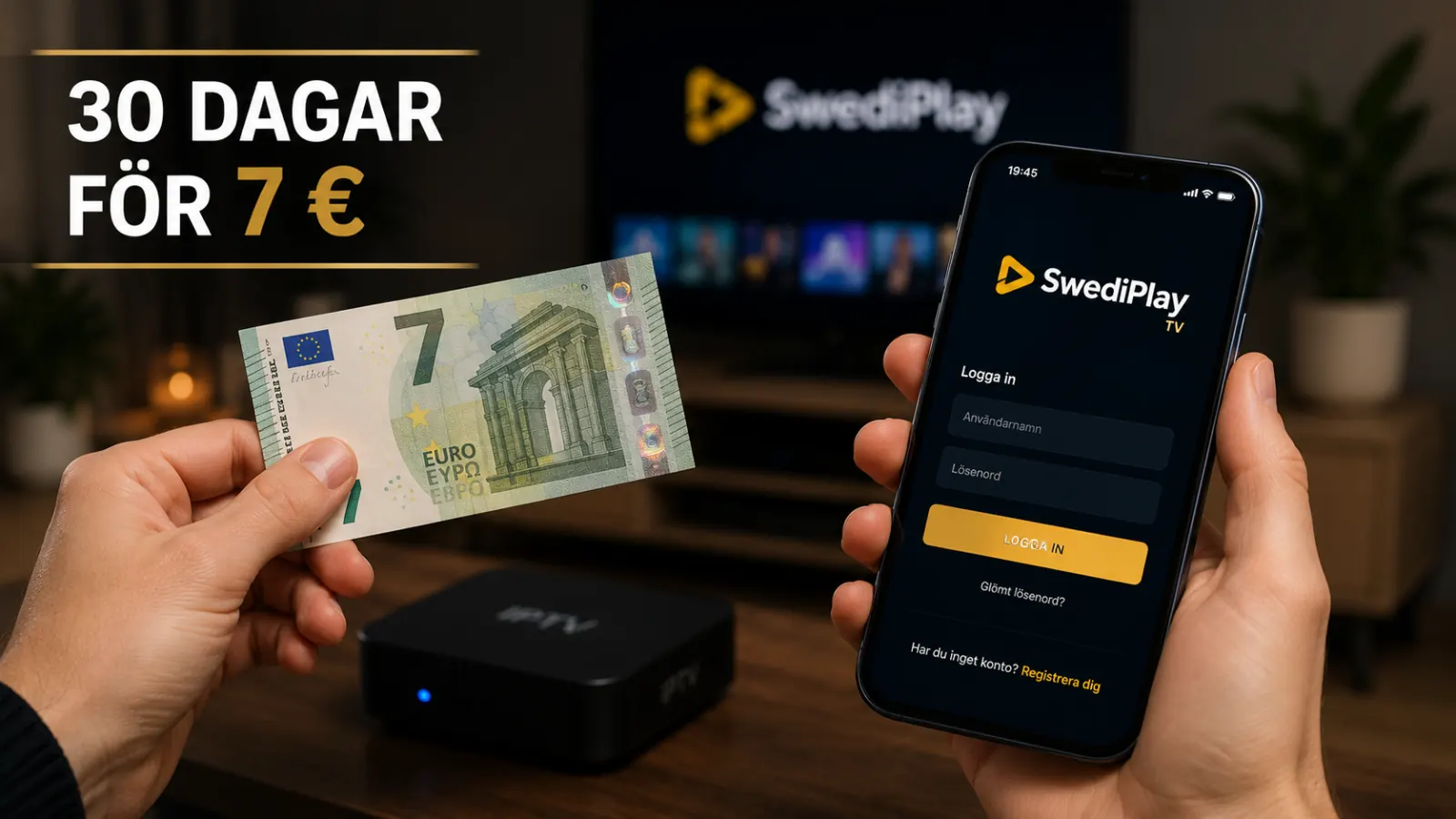 Testa IPTV 1 månad för 7 € — fri uppsägning när som helst